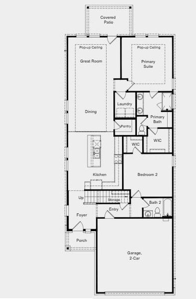 Additional highlights include: Covered patio, upgraded entry door, island pendant lights and gas line at patio.