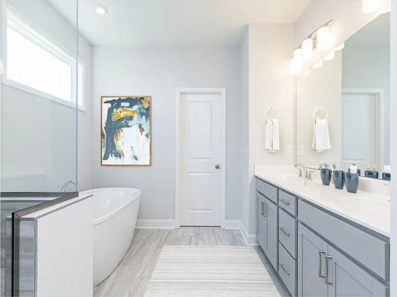 Furnished interior view inside a new home in The Beacon at Old Peachtree Single Family Homes, Lawrenceville (Image 7). Furnished interior view inside a new home in The Beacon at Old Peachtree Single Family Homes, Lawrenceville (Image 7).