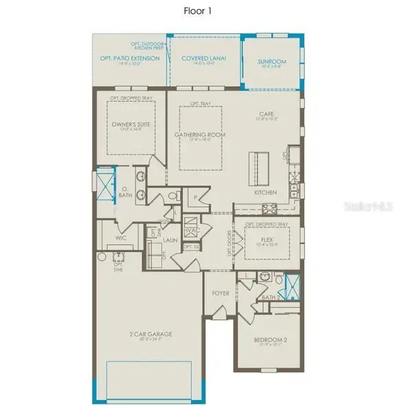 2D floor plan layout of this home in Del Webb at Viera, Melbourne, FL (Image 3).