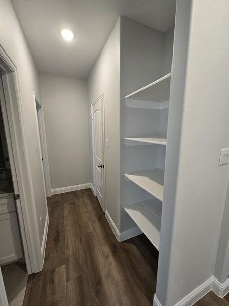 Hallway featuring wood-type flooring