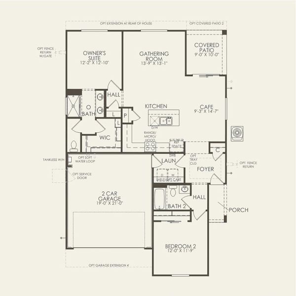 2D floor plan layout for the Audrey II by Del Webb in Sun City Festival, Buckeye, AZ (Image 3).