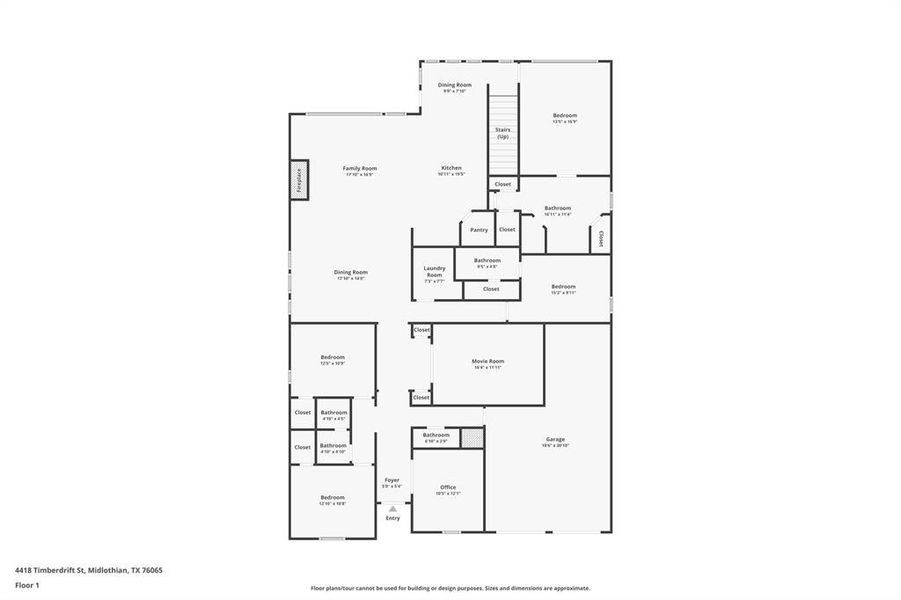 2D floor plan layout of this home in Bridgewater 60', Midlothian, TX (Image 4).
