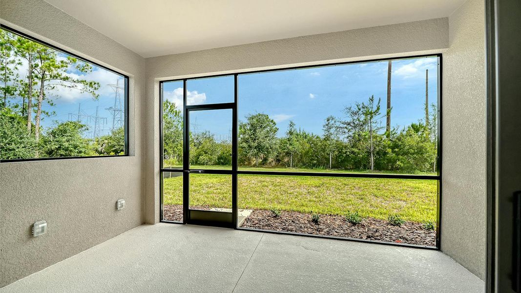 Exterior details and patio area of a home in Vicenza Real Estate and Homes for Sale in North Venice, FL - Neal Communities, Venice (Image 3).