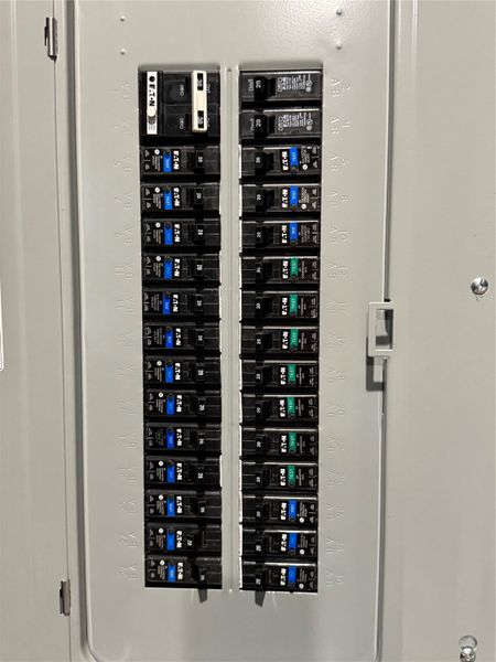 Electrical panel featuring multiple circuit breakers