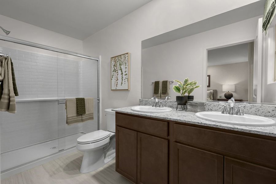 Dual-sink vanity at primary bath Dual-sink vanity at primary bath