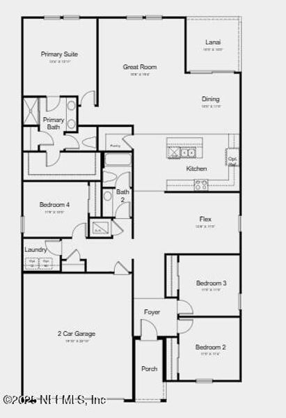 2D floor plan layout of this home in Coopers Meadow, Jacksonville, FL (Image 3).