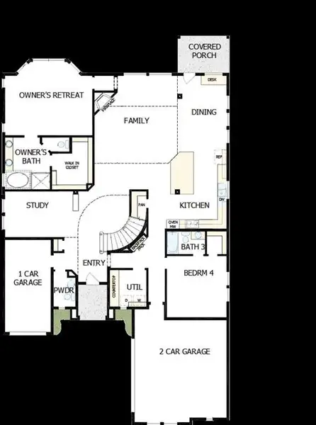 2D floor plan layout of this home in South Pointe  Village Series, Mansfield, TX (Image 4).