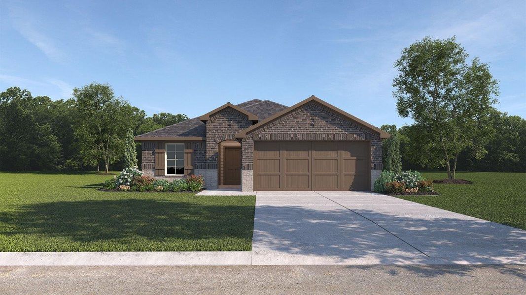 Front exterior of a new home in Overlook West, Wolfforth, TX, highlighting curb appeal (Image 14). Front exterior of a new home in Overlook West, Wolfforth, TX, highlighting curb appeal (Image 14).
