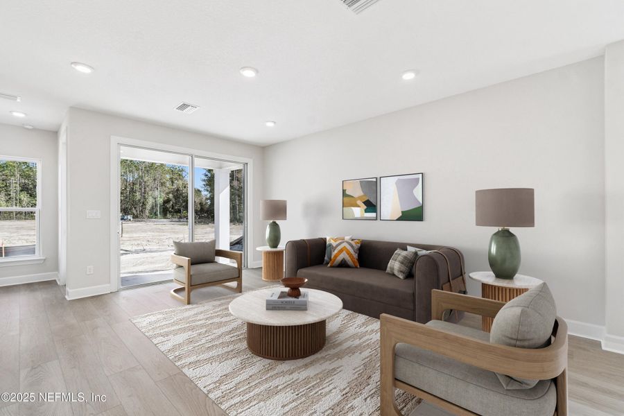 Furnished interior view inside a new home in Evergreen Island at Silverleaf - Classic, St. Augustine (Image 5). Furnished interior view inside a new home in Evergreen Island at Silverleaf - Classic, St. Augustine (Image 5).