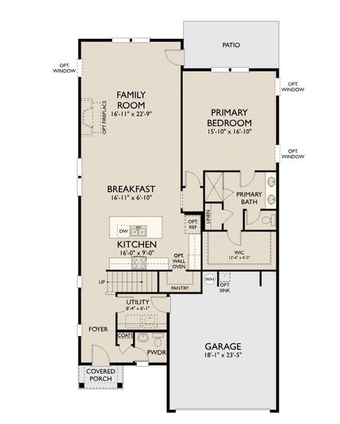 2D floor plan layout for the Zion by Ashton Woods in Blue Heron Retreat, Little River, SC (Image 3).