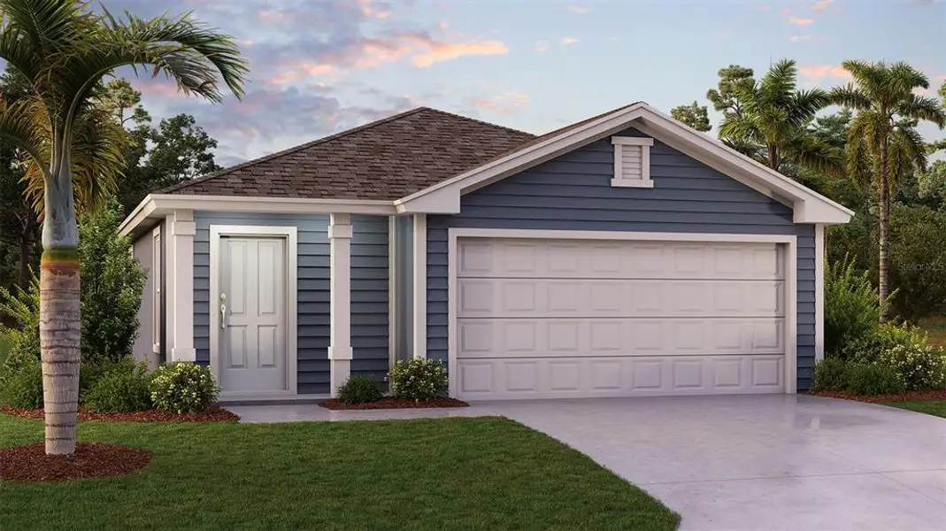 Front exterior of a new home in Grand Reserve, Bunnell, FL, highlighting curb appeal (Image 1). Front exterior of a new home in Grand Reserve, Bunnell, FL, highlighting curb appeal (Image 1).