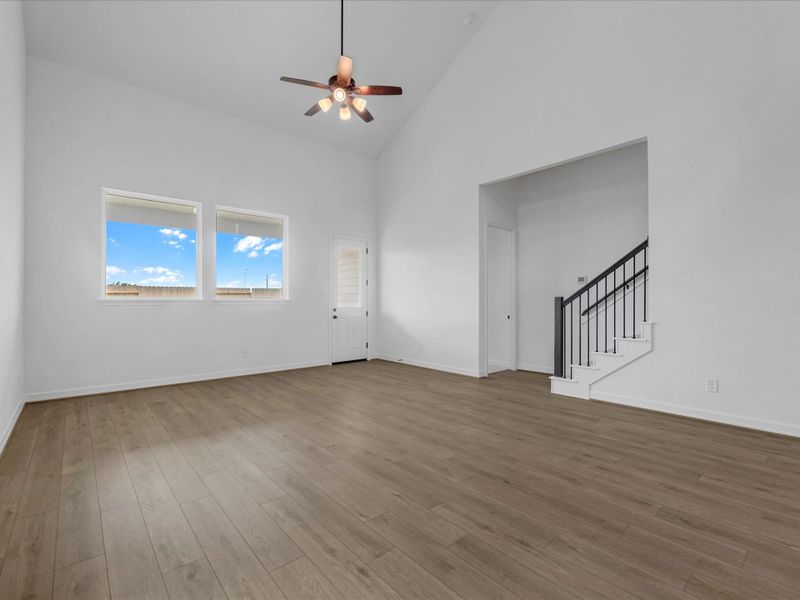 Gathering room. Sample product photo. Actual exterior and interior selections may vary by homesite. Photo may be virtually staged.