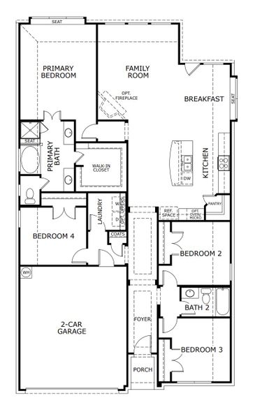2D floor plan layout for the Concept 1912 by Landsea Homes in Chisholm Hills, Cleburne, TX (Image 3). 2D floor plan layout for the Concept 1912 by Landsea Homes in Chisholm Hills, Cleburne, TX (Image 3).