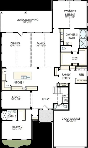 2D floor plan layout of this home in Prairieland Village - Summit Collection, Cypress, TX (Image 3).