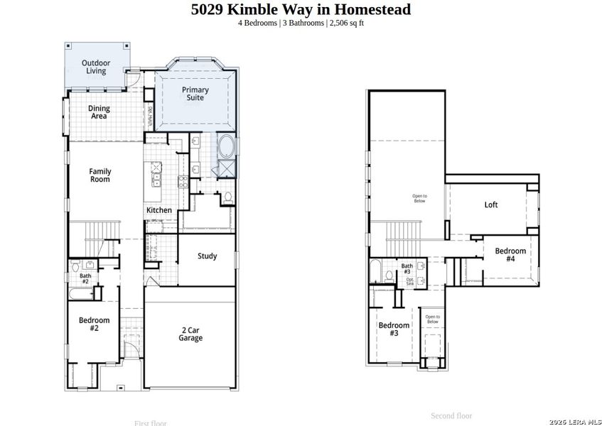 2D floor plan layout of this home in Homestead, Schertz, TX (Image 2).
