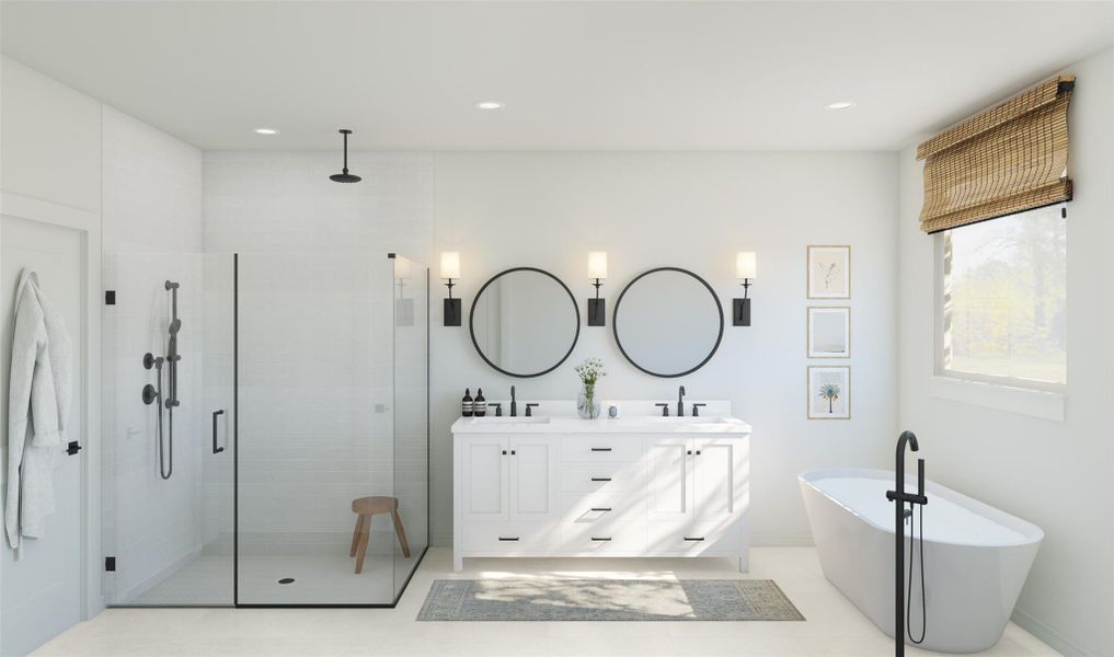 Relaxing primary bath (*Artist rendering used for illustration purposes only.)
