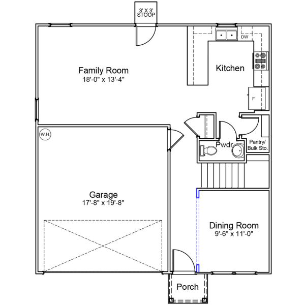 2D floor plan layout of this home in Killians Crossing, Blythewood, SC (Image 2).