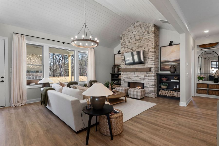 Representative furnished interior of a home built from the The Montclair by JW Collection in Lake Arrowhead, Waleska (Image 5).