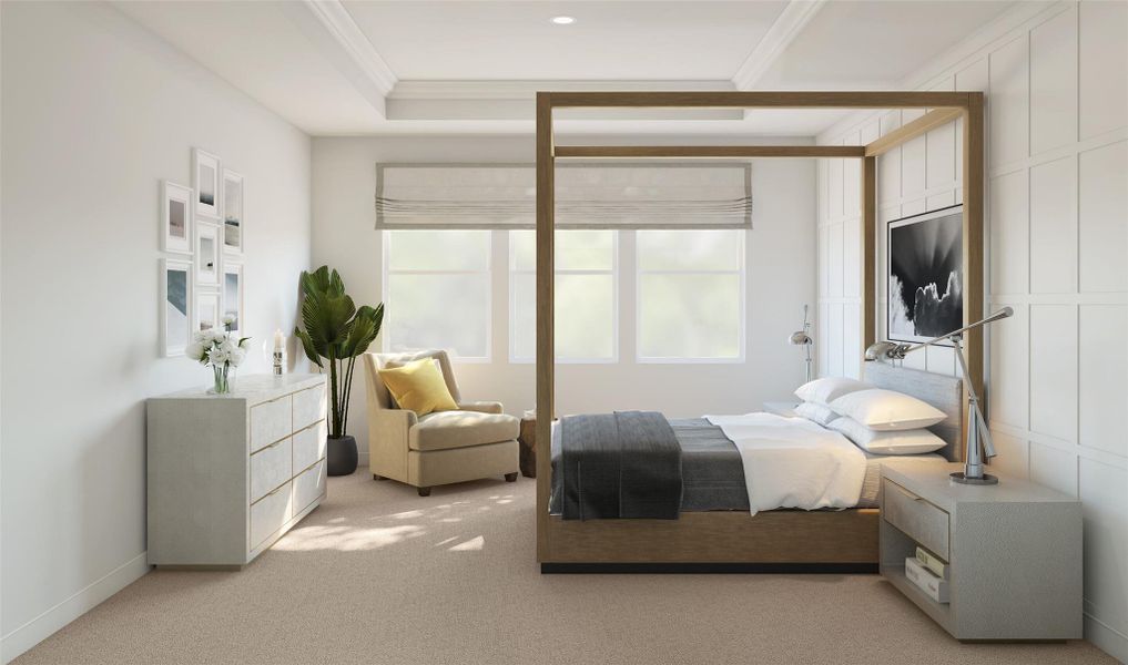 Tranquil primary suite (*Artist rendering used for illustration purposes only.)