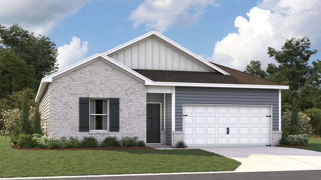 Representative exterior photo of a completed home built from the Freeport by D.R. Horton in Huntington Estates, Millington, TN (Image 19).