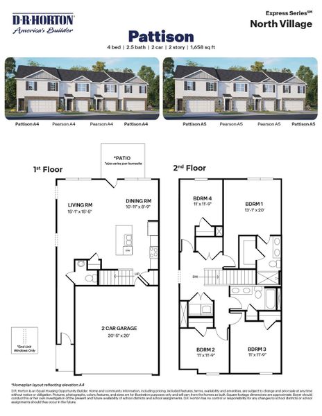 2D floor plan layout of this home in North Village Townes, Greensboro, NC (Image 2).