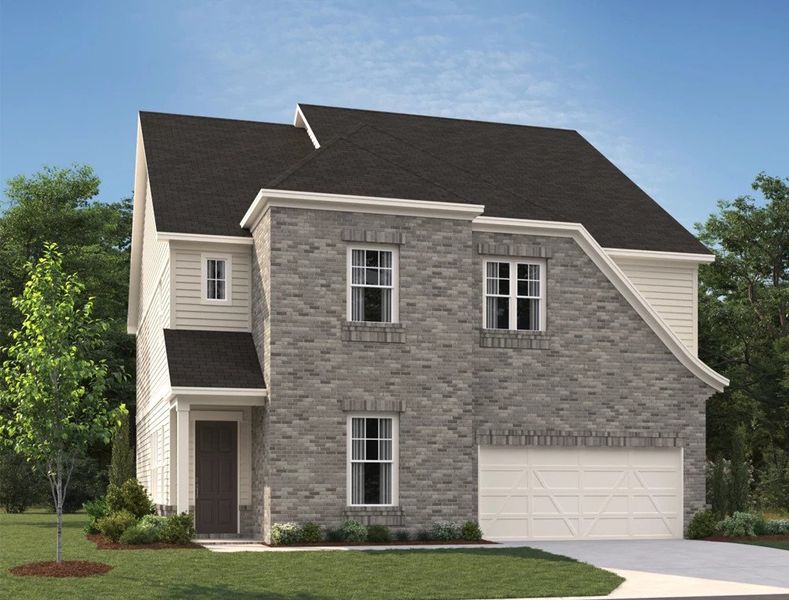Representative exterior photo of a completed home built from the Leyland by Ashton Woods in East Harbor II at Chestatee, Dawsonville, GA (Image 1).