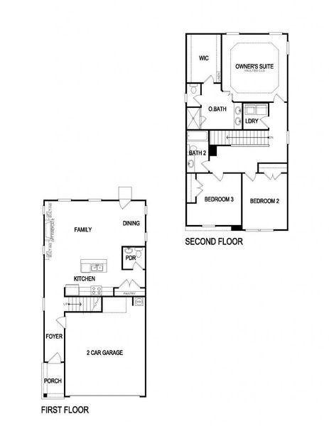 2D floor plan layout for the Edmund by Rockhaven Homes in The Collection at Walden Park, Jonesboro, GA (Image 2).