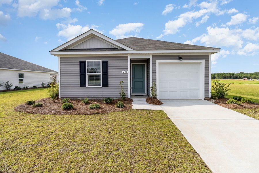 Representative exterior photo of a completed home built from the HELENA by D.R. Horton in Jordanville Farms, Galivants Ferry, SC (Image 24).