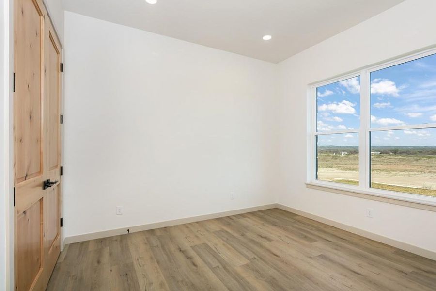Spare room with light wood-type flooring and recessed lighting Spare room with light wood-type flooring and recessed lighting