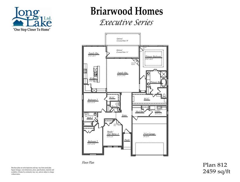 2D floor plan layout for the 812 by Long Lake Ltd. in Grand Magnolia, Magnolia, TX (Image 3).
