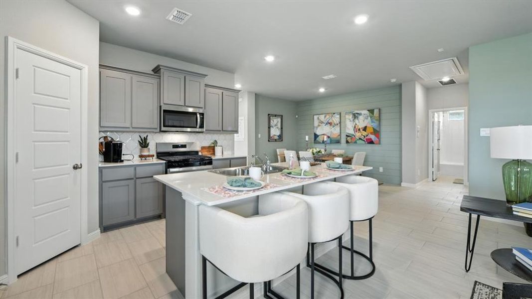 Furnished interior view inside a new home in Monarch at the Meadows, Denton (Image 6). Furnished interior view inside a new home in Monarch at the Meadows, Denton (Image 6).