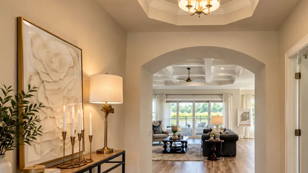 Furnished interior view inside a new home in Courtyards by Carrell, Ocean Isle Beach (Image 18).