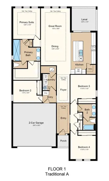 2D floor plan layout of this home in Center Lake Ranch Community Group Page, St. Cloud, FL (Image 3).