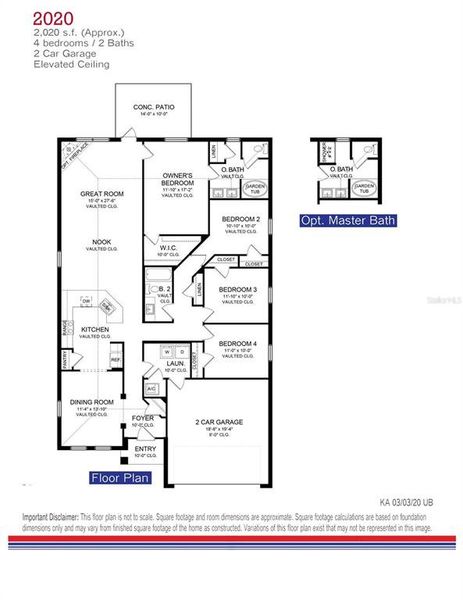 2D floor plan layout of this home in Ocala Crossings South, Ocala, FL (Image 3).