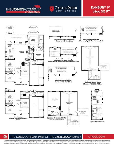 2D floor plan layout for the Danbury IV by CastleRock Communities in Belvoir, Fairview, TN (Image 4).