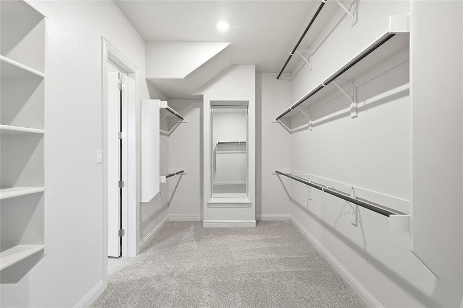 Spacious closet with light colored carpet Spacious closet with light colored carpet