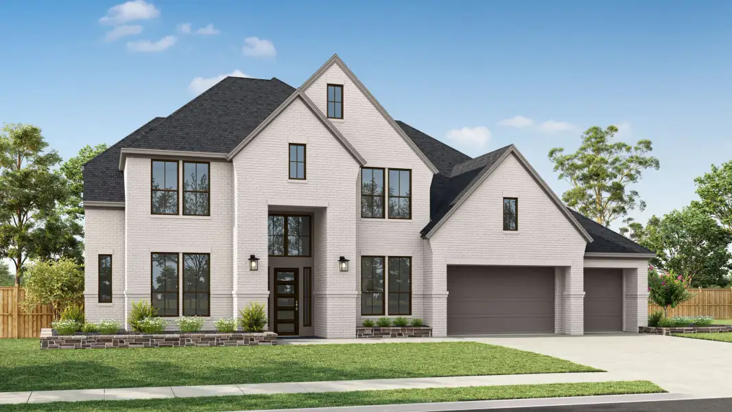 Representative exterior photo of a completed home built from the Casoria by Tri Pointe Homes in Sienna 80′, Missouri City, TX (Image 21). Representative exterior photo of a completed home built from the Casoria by Tri Pointe Homes in Sienna 80′, Missouri City, TX (Image 21).