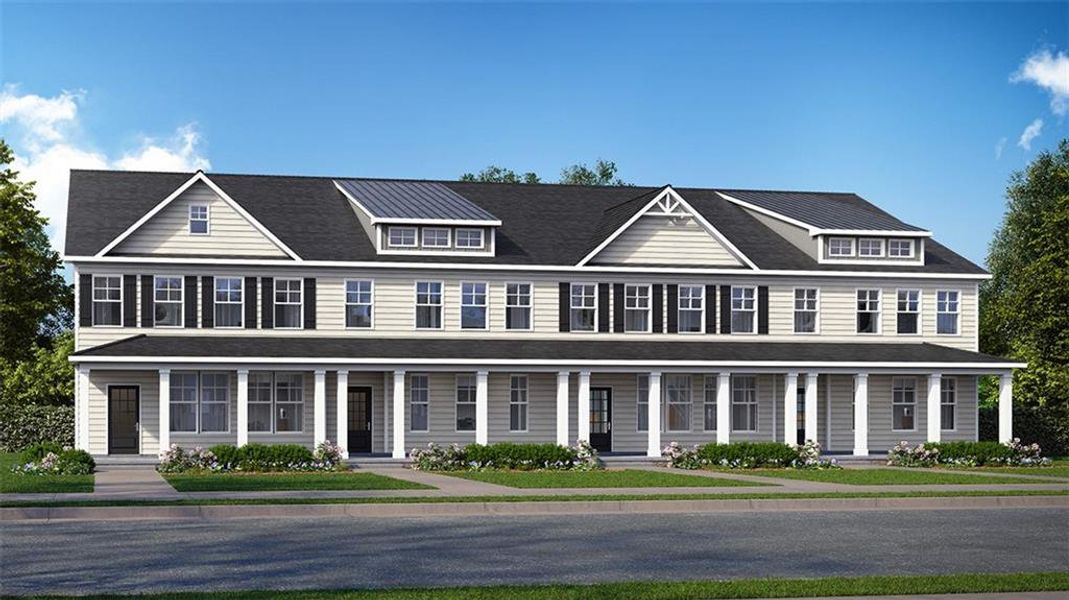 Front exterior of a new home in Brookland Commons, Monroe, GA, highlighting curb appeal (Image 1).