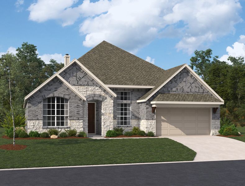 Representative exterior photo of a completed home built from the Carmen by Ashton Woods in Sunday Creek at Kinder Ranch, San Antonio, TX (Image 15).