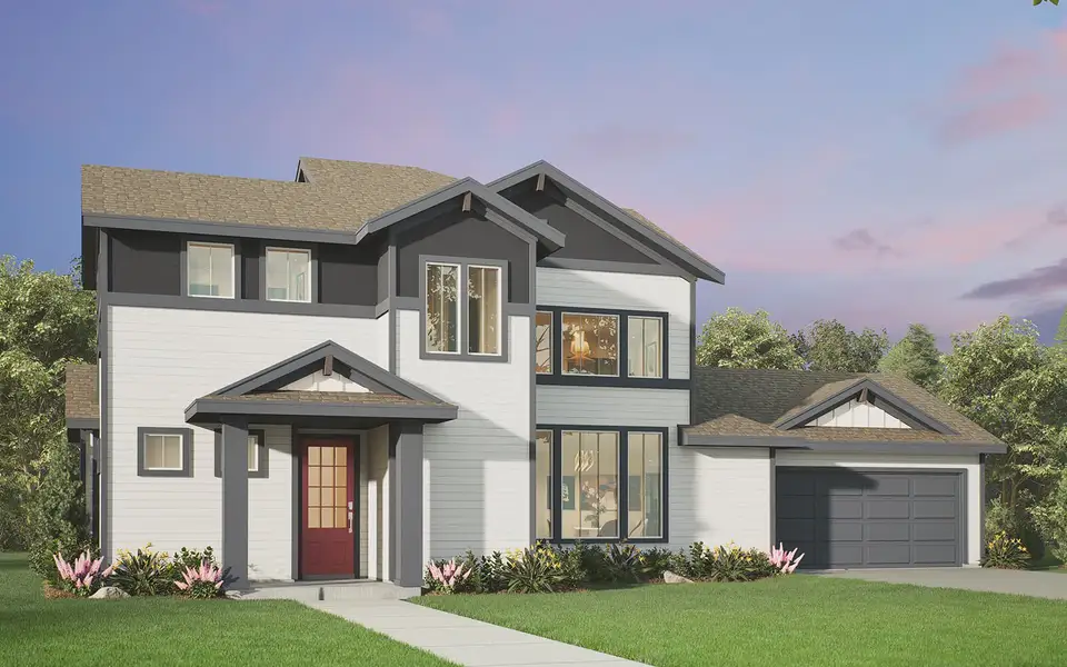 Front exterior of a new home in Easton Park, Austin, TX, highlighting curb appeal (Image 1). Front exterior of a new home in Easton Park, Austin, TX, highlighting curb appeal (Image 1).