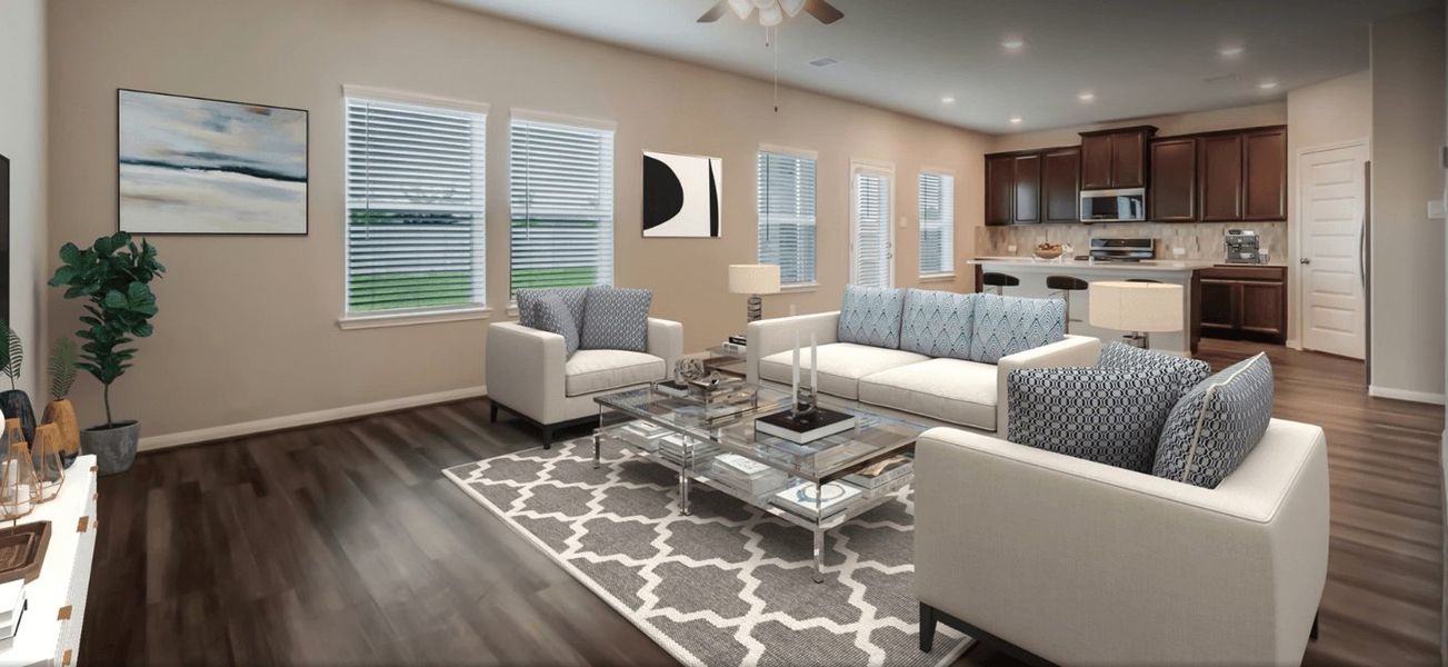 Relax in the spacious family room.