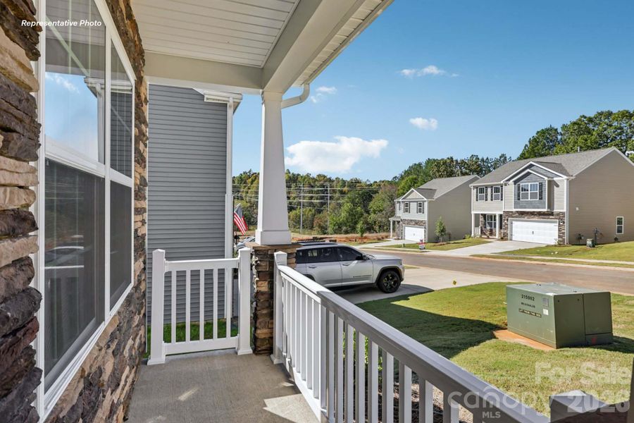 Exterior details and patio area of a home in The Hamptons at Hickory, Hickory (Image 3).