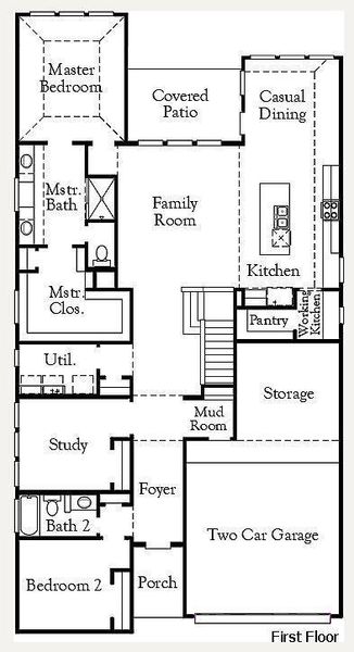 2D floor plan layout of this home in Highland Village, Georgetown, TX (Image 5).