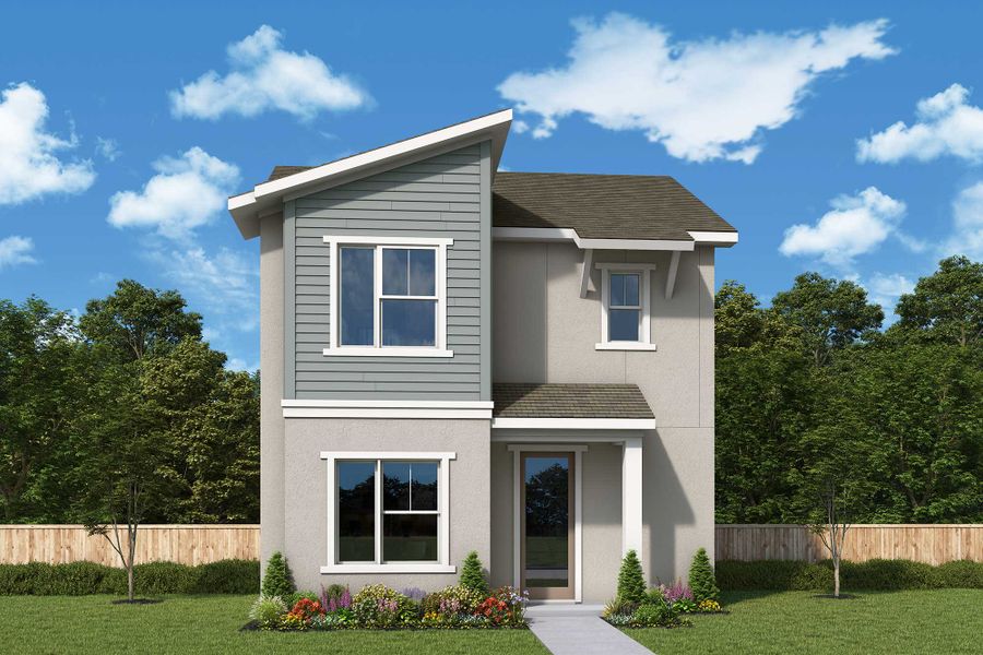 Representative exterior photo of a completed home built from the The Dunstan by David Weekley Homes in Laureate Park at Lake Nona - Garden Series, Orlando, FL (Image 2).