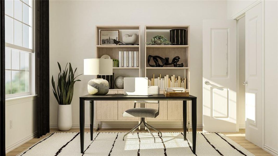 Office featuring light hardwood / wood-style flooring