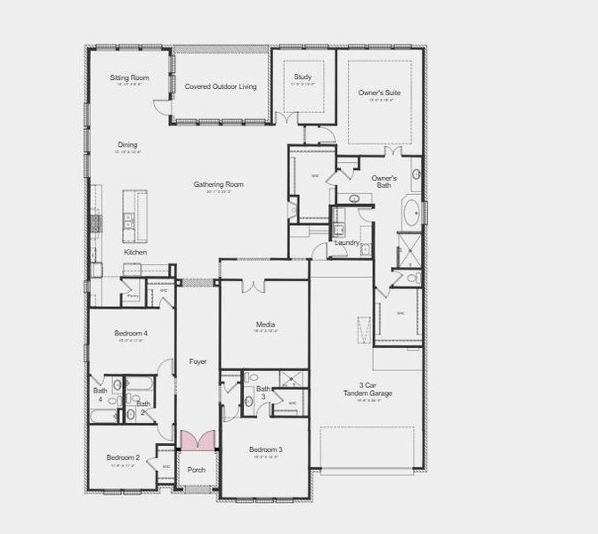 Structural options include double doors at the entry.