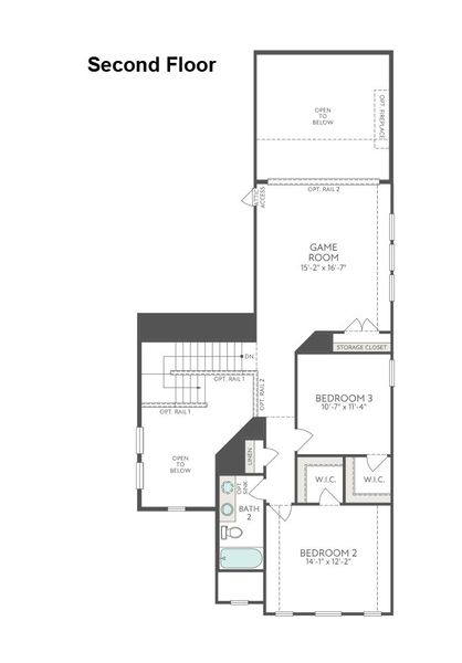 2D floor plan layout for the Winfield by Tri Pointe Homes in Prairie Collection at The Meadows, Krum, TX (Image 4). 2D floor plan layout for the Winfield by Tri Pointe Homes in Prairie Collection at The Meadows, Krum, TX (Image 4).