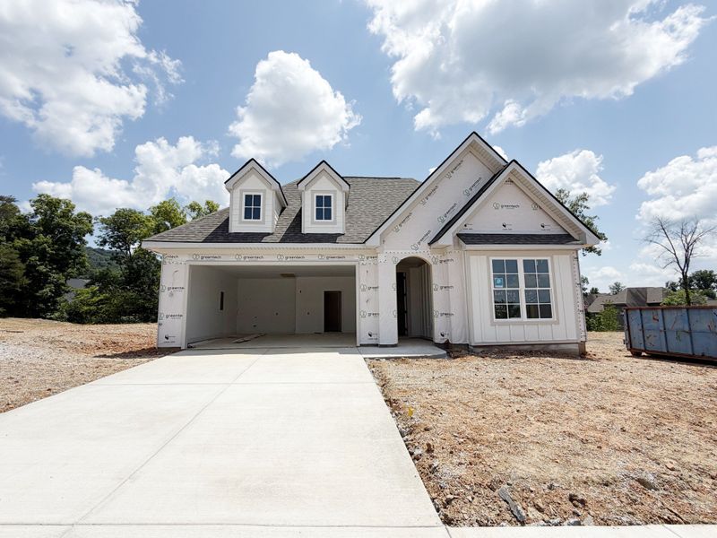 Front exterior of a new home in Timberlee, Ooltewah, TN, highlighting curb appeal (Image 2). Front exterior of a new home in Timberlee, Ooltewah, TN, highlighting curb appeal (Image 2).