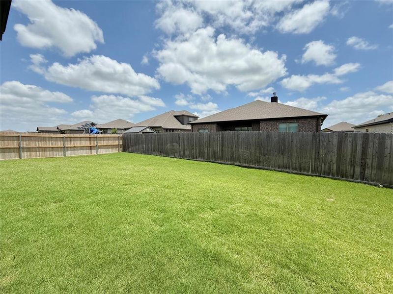 View of fenced backyard
