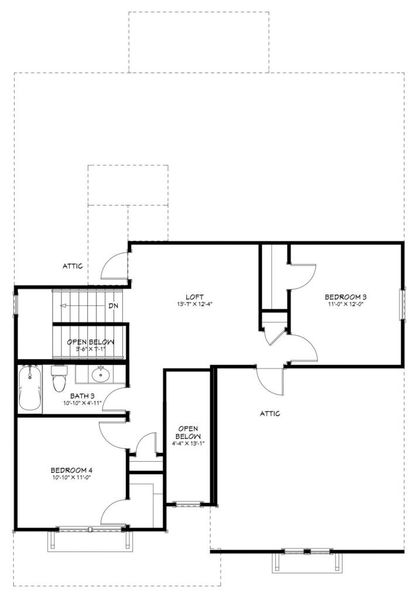 2D floor plan layout for the San Gabriel by Flintrock Builder in The Preserve At Thousand Oaks Single Family, Killeen, TX (Image 4).